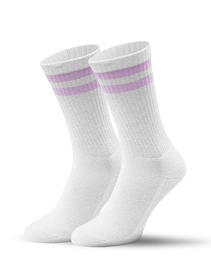 Sportive Socken Lila Gestreift Weiß